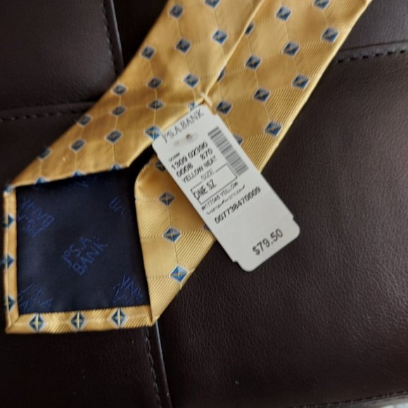 New W/Tags Jos. A. Bank  Executive Collection  Yellow and Blue Silk Neck Tie - Picture 5 of 9